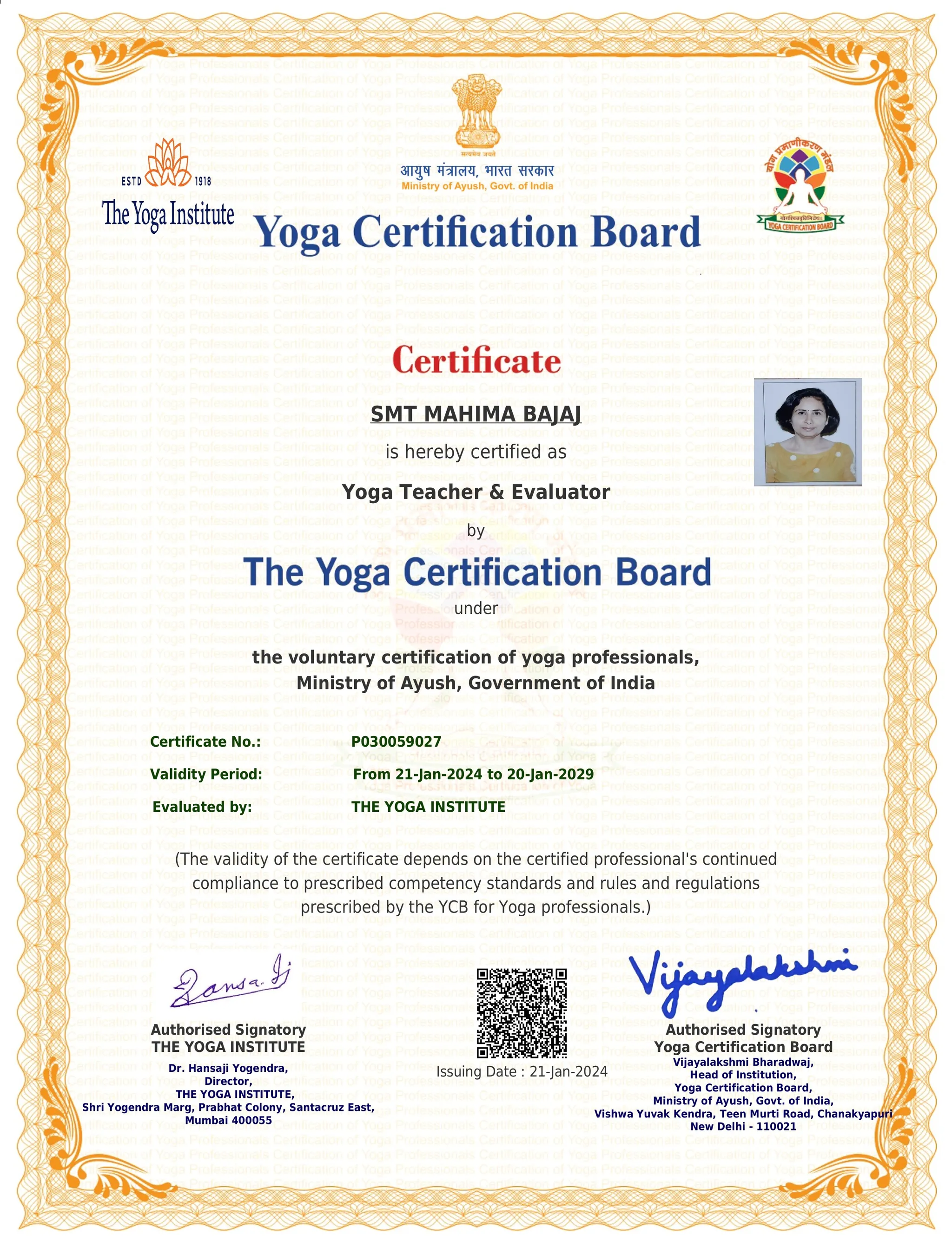Yoga Teacher & Evaluator