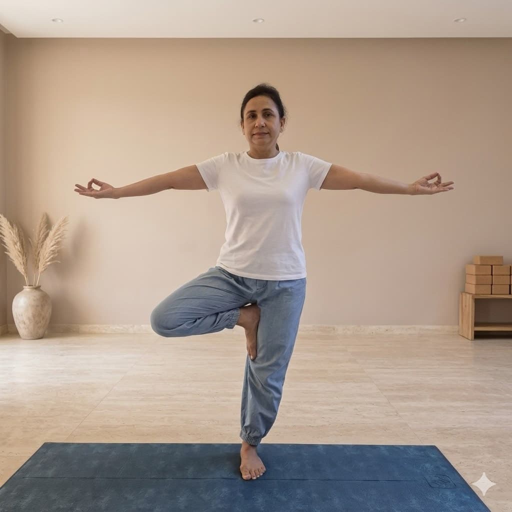Mahima in tree pose