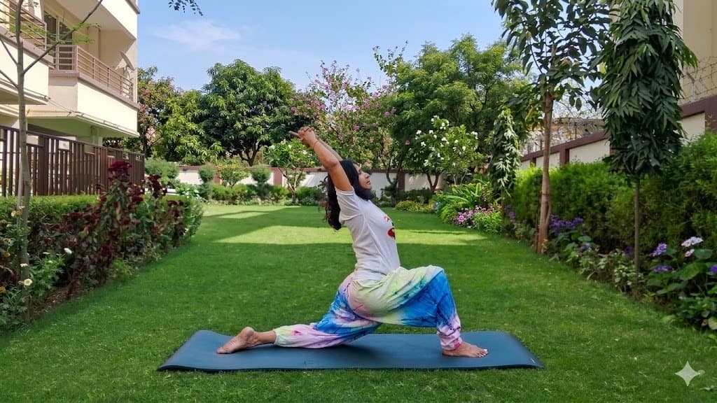 Mahima practicing yoga outdoors
